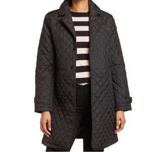 SAM EDELMAN Single Breasted Reefer Black Quilted Coat